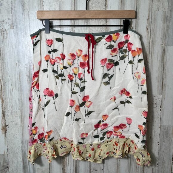 Vintage 90s Tommy Hilfiger Floral Patchwork Mini Skirt Rayon Womens Size 6 - Picture 1 of 5
